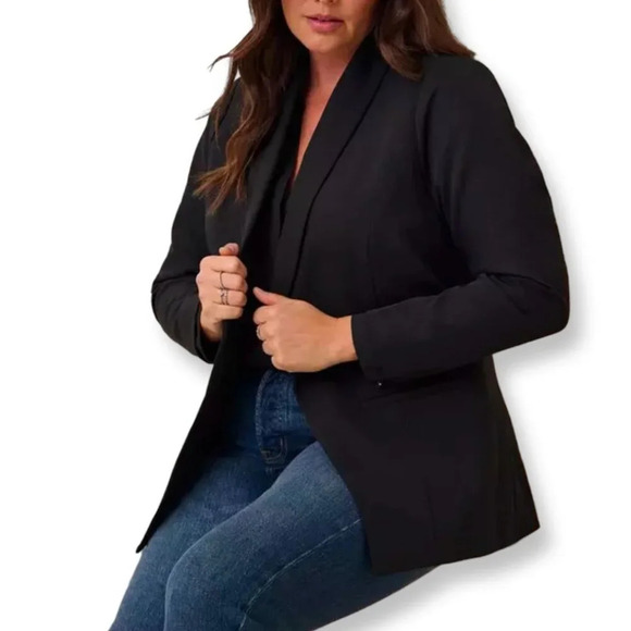 Torrid NWT Studio Refined Crepe Shawl Collar Blazer Black Size 3X or Size 22-24 - Picture 1 of 13